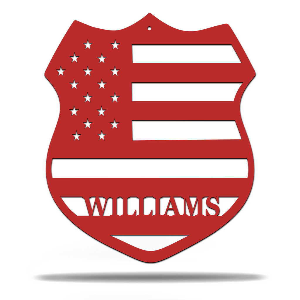 American Flag Police Officer Monogram Sign Premium Quality Metal Monogram Sign Home Decor Red
