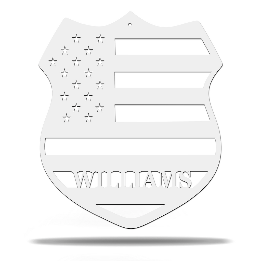American Flag Police Officer Monogram Sign Premium Quality Metal Monogram Sign Home Decor White