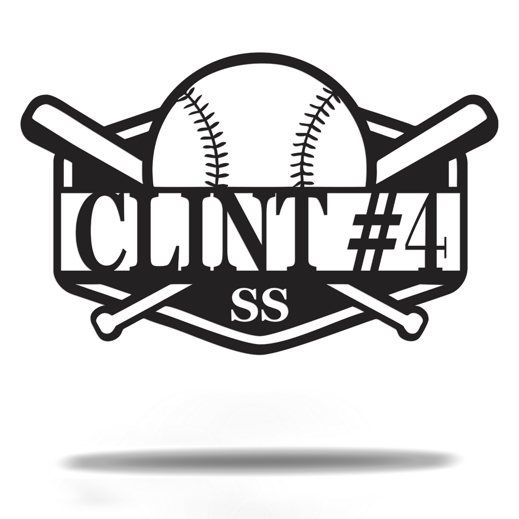 Sports Baseball and Bats Customized Monogram Sign Premium Quality Metal Monogram Sign