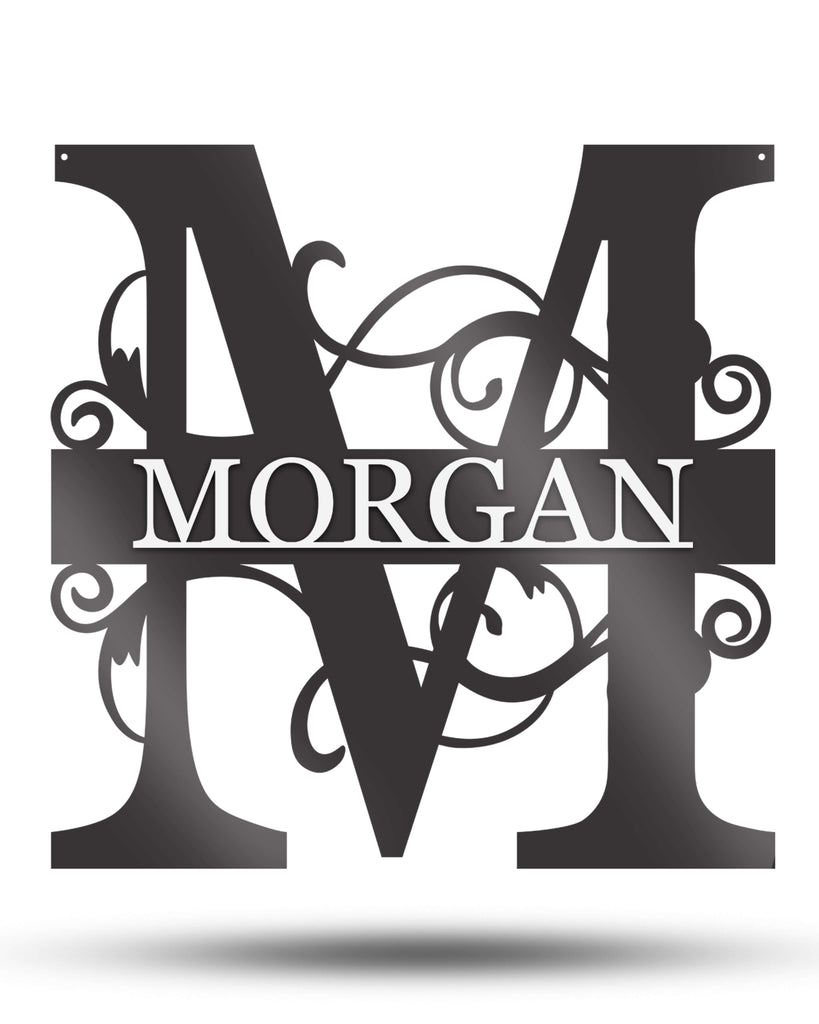 Unique Metal Customizable Monogram Sign With Plate White Letters