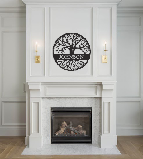 Customizable Family Tree Monogram Sign Premium Quality Metal Monogram Home Decor Hanging Indoors over fire place