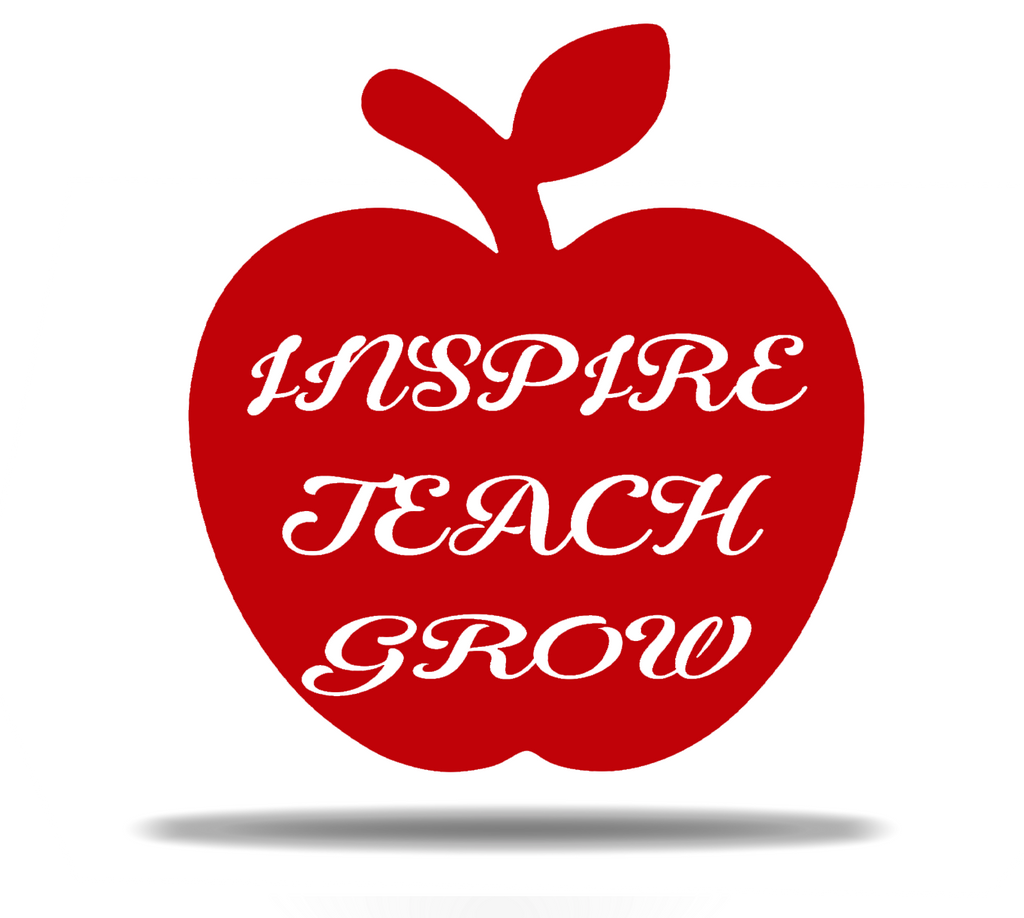 Inspire Teach School Grow Apple Sign Premium Quality Metal Monogram Home Decor Candy Apple Red