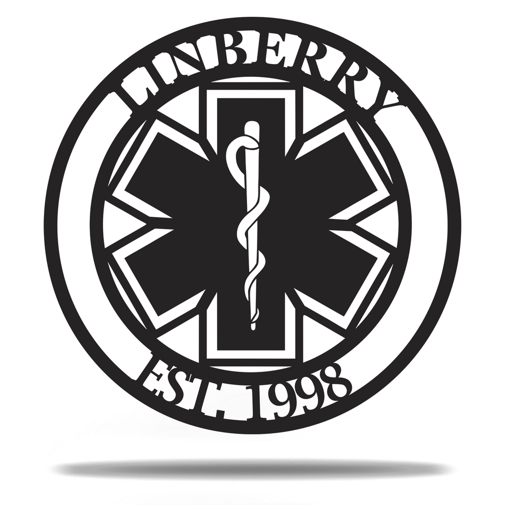 Customizable Paramedic EMS Medical Emergency Letter Name Initials Monogram Sign Premium Quality Metal Monogram Home Decor Black