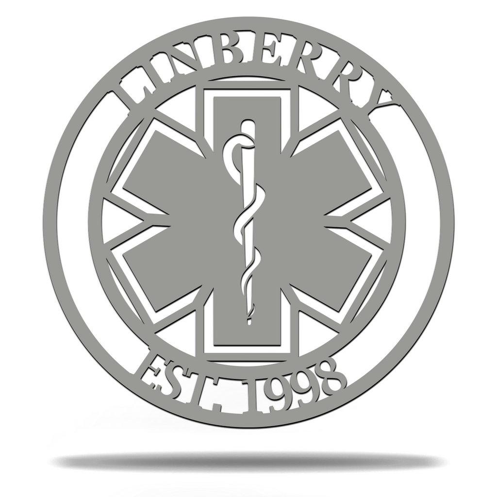 Customizable Paramedic EMS Medical Emergency Letter Name Initials Monogram Sign Premium Quality Metal Monogram Home Decor Grey