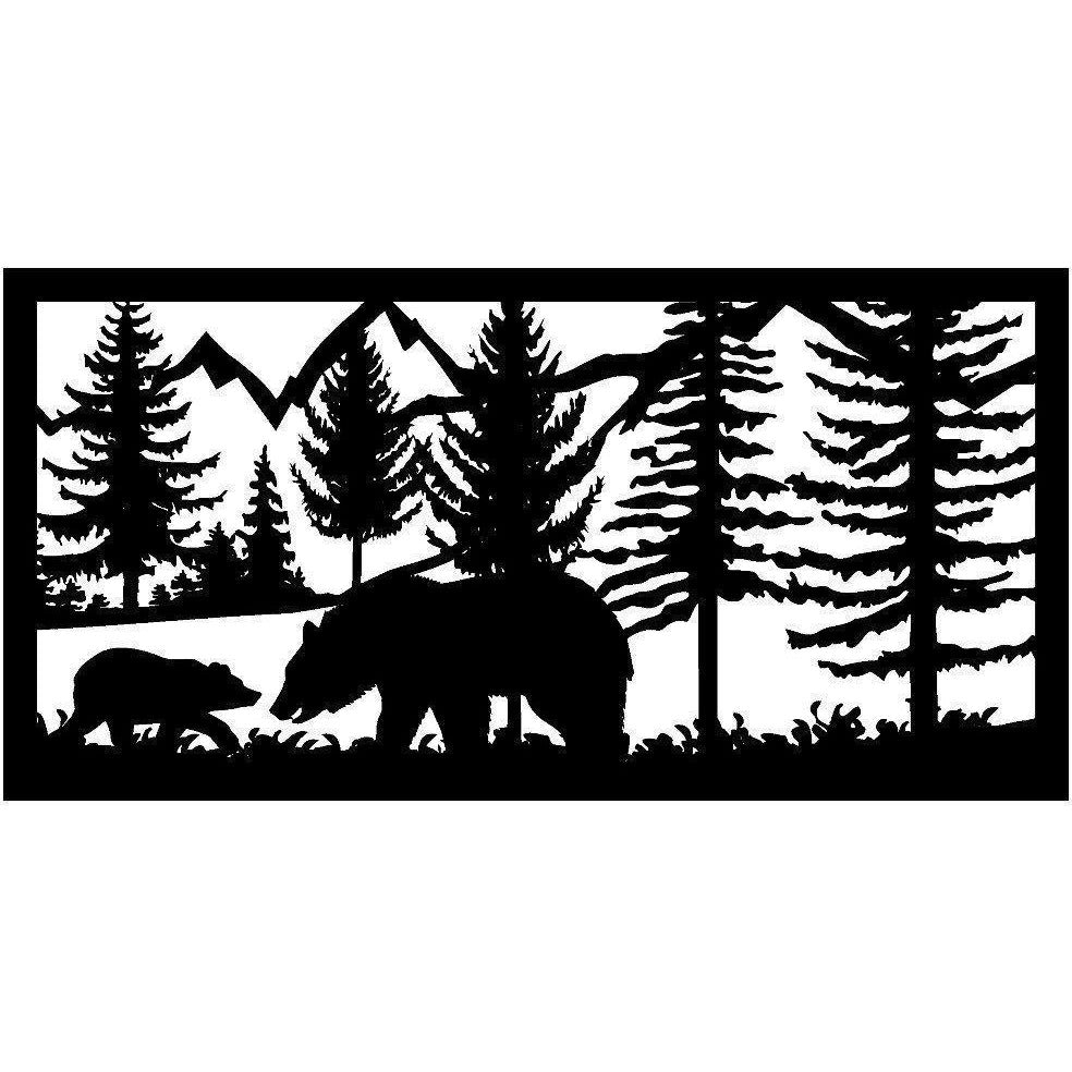 24 X 48 Bear her cub and mountains in the background - AJD Designs Homestore
