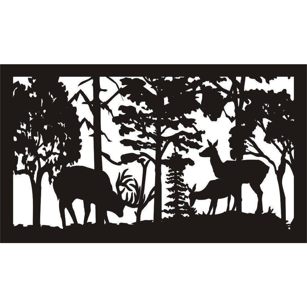 24 X 48 Buck Deer Rubbing Tree Doe and Fawn watch - AJD Designs Homestore