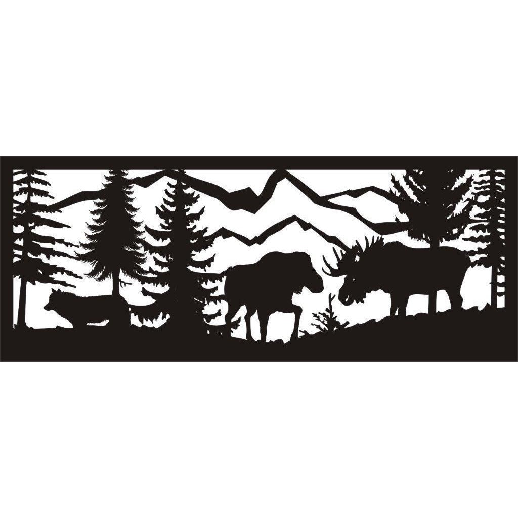 24 x 60 Bull and Cow Moose Wolf Meadow and Mountains - AJD Designs Homestore