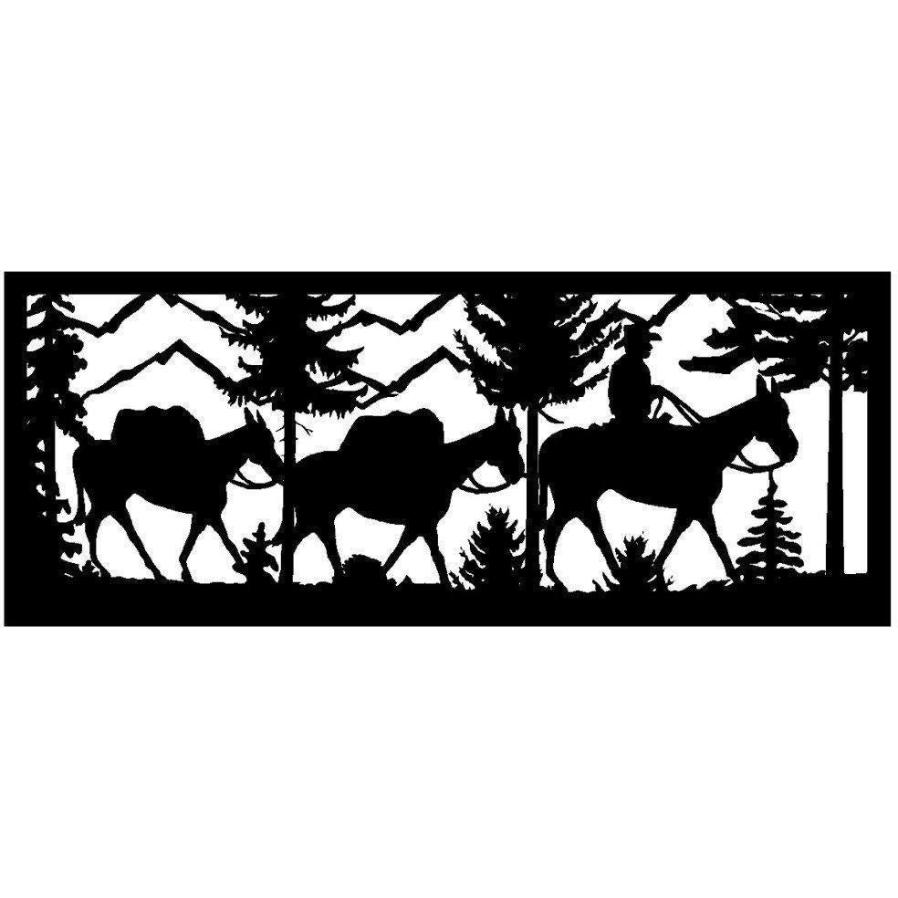 24 X 60 Hunter With two Pack Mules and Mountains - AJD Designs Homestore