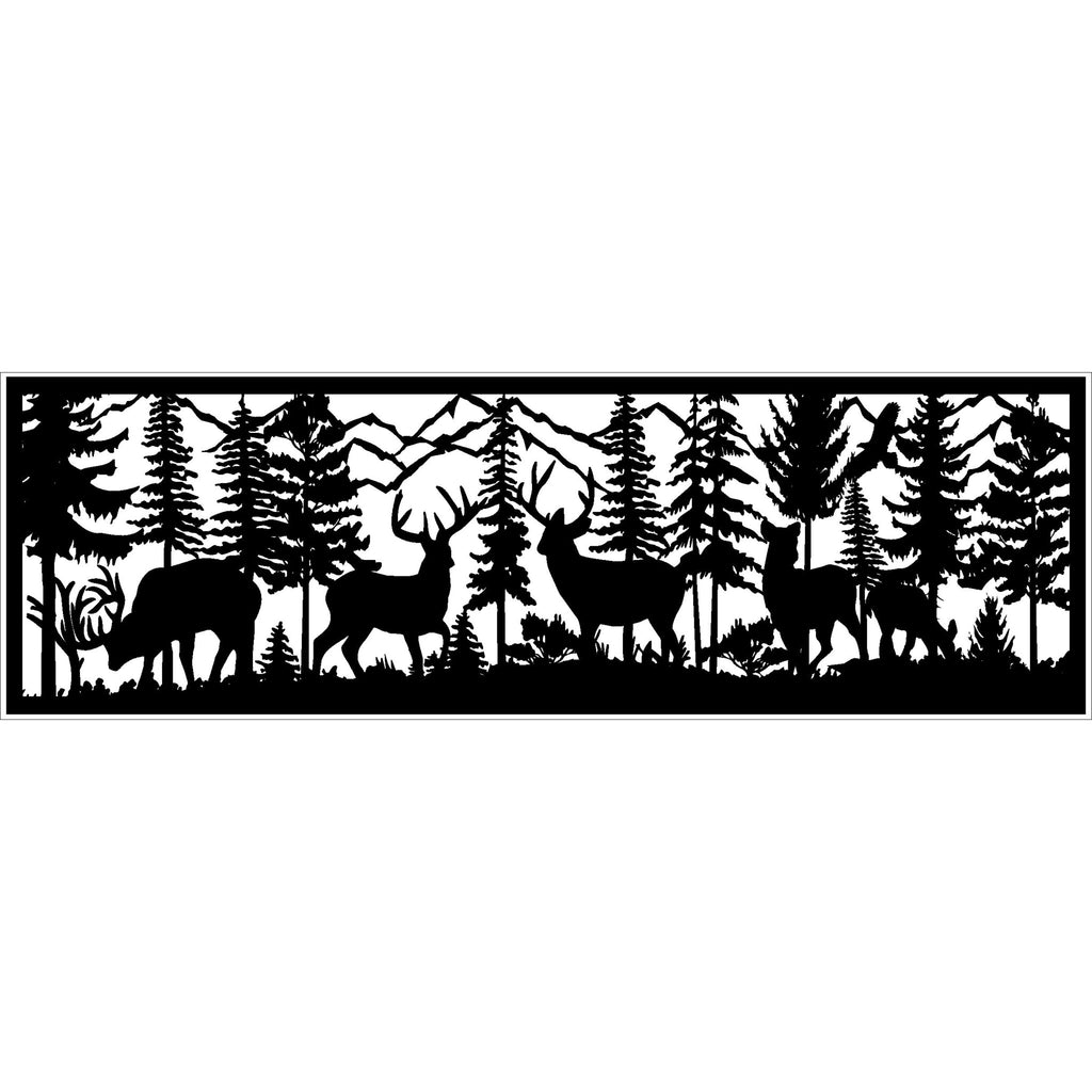 30 x 96 Three Bucks Two Does Eagle and Mountains - AJD Designs Homestore