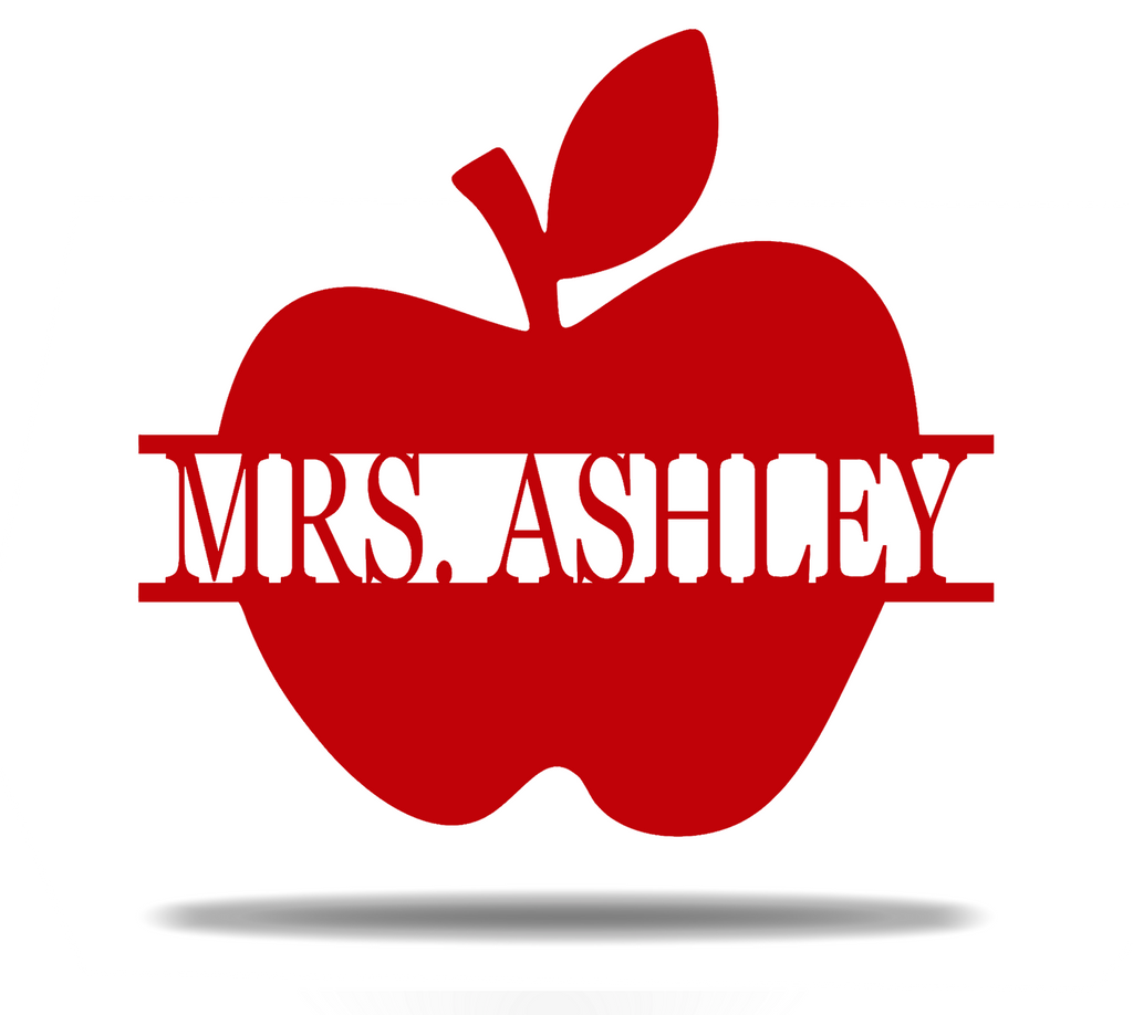 School Teacher Apple Monogram Sign Premium Quality Metal Monogram Sign Home Decor Candy Apple Red