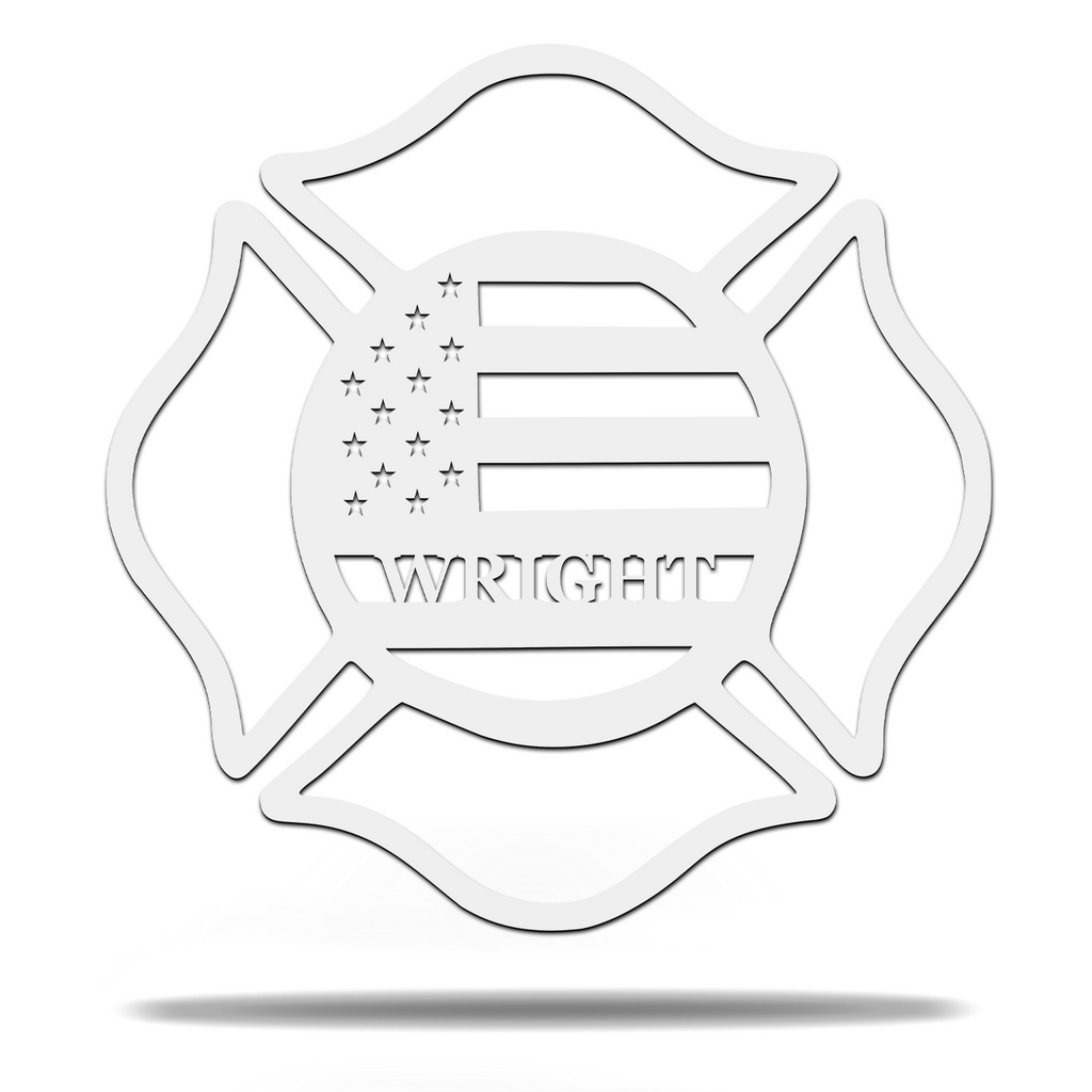 American Flag Fire Fighter Monogram Sign Premium Quality Metal Monogram Sign Home Decor White