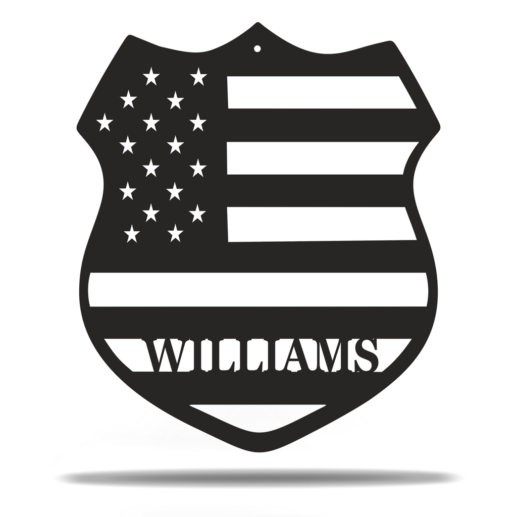 American Flag Police Officer Monogram Sign Premium Quality Metal Monogram Sign Home Decor Black
