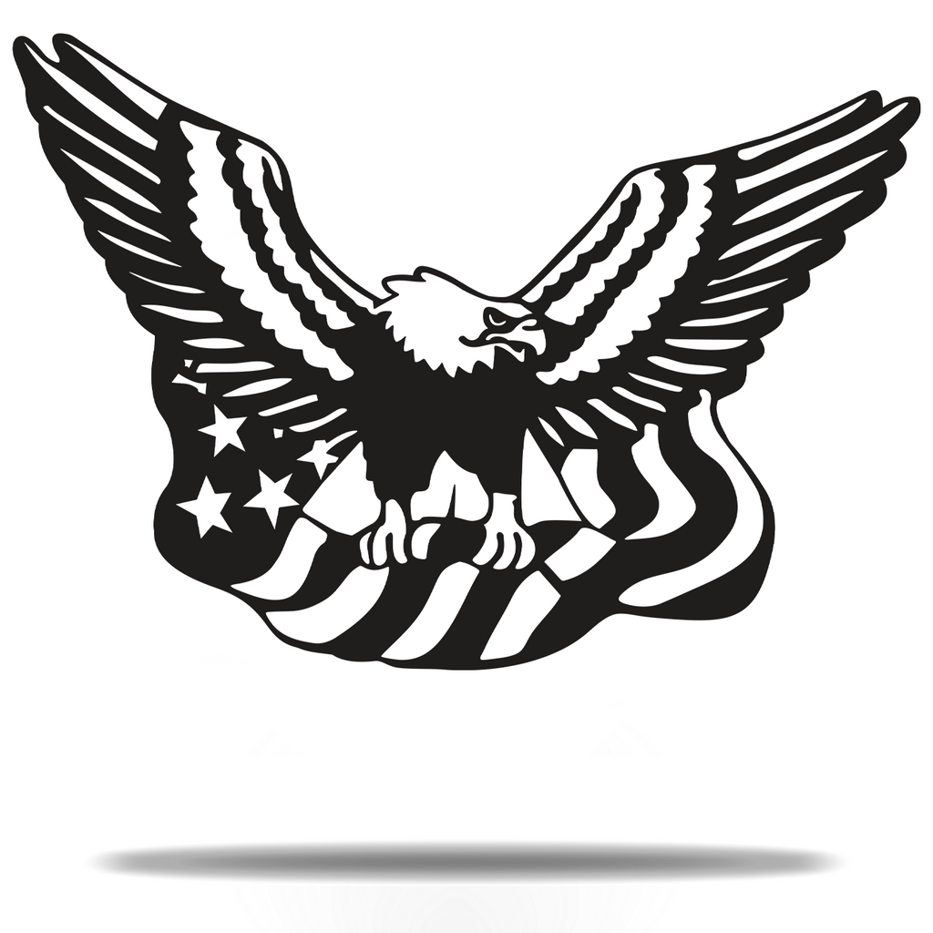 Patriotic Bald Eagle Carrying American USA Flag Premium Quality Metal Sign Black