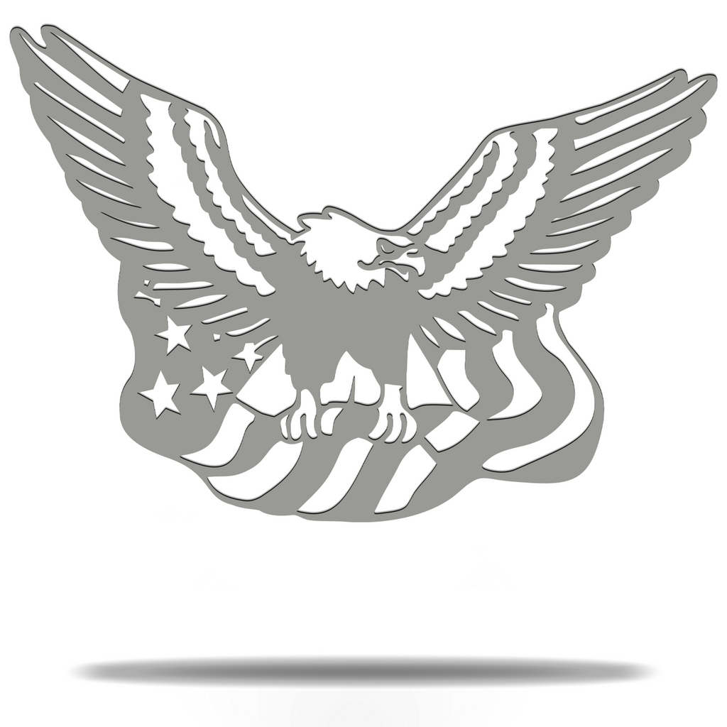Patriotic Bald Eagle Carrying American USA Flag Premium Quality Metal Sign Grey