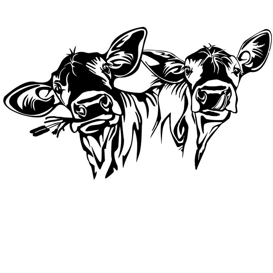 Two Cow Heads Sign Premium Quality Metal Sign Home Decor
