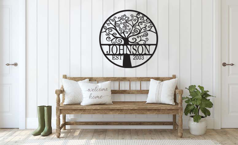 Company Established Year Customizable Sign Premium Quality Metal Monogram Sign Office Decor Hanging indoor in office space