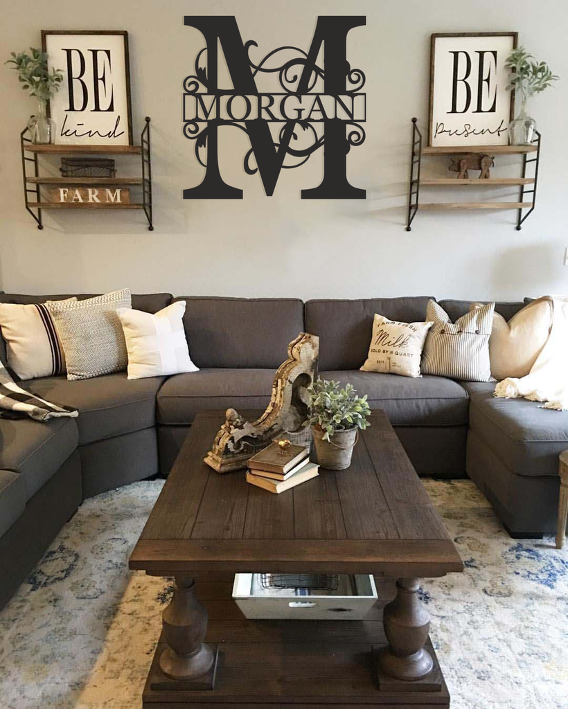 Unique Split Letter Monogram Customized Premium Quality Metal Monogram Sign Home Decor Hanging Indoor Living Room