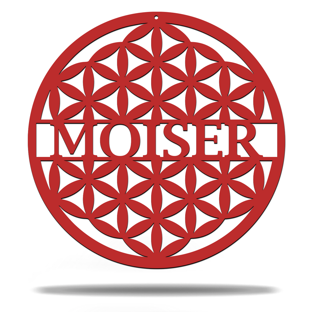 Customizable Flower of Life Monogram Sign Premium Quality Metal Monogram Home Decor Red