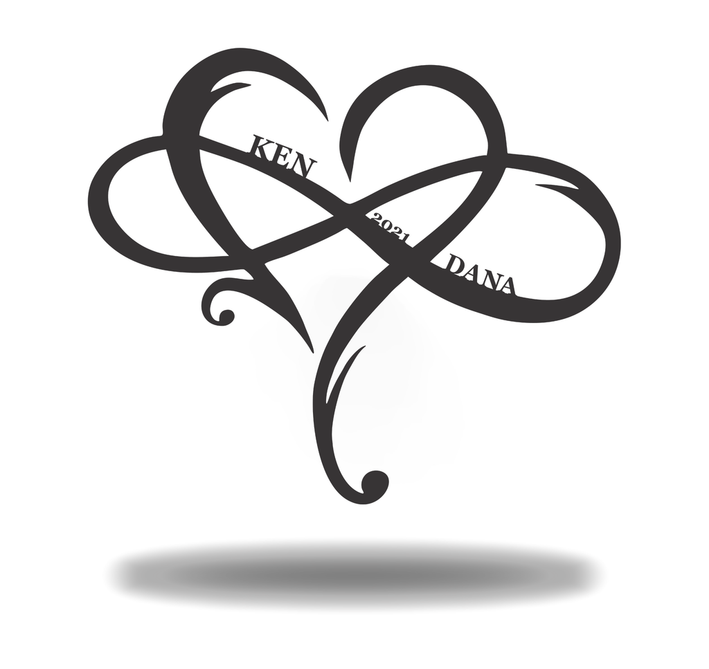 Cute Couple Valentine infinity Heart Sign Premium Quality Metal Home Decor Black