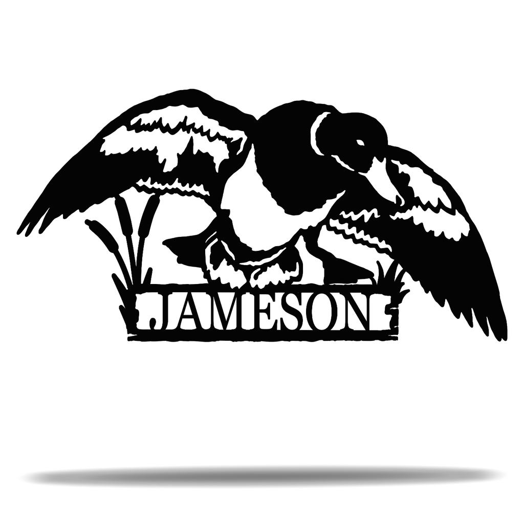Customizable Unique Mallard Duck Flying Hunter Letter Name Initials Monogram Sign Premium Quality Metal Monogram Home Decor Black