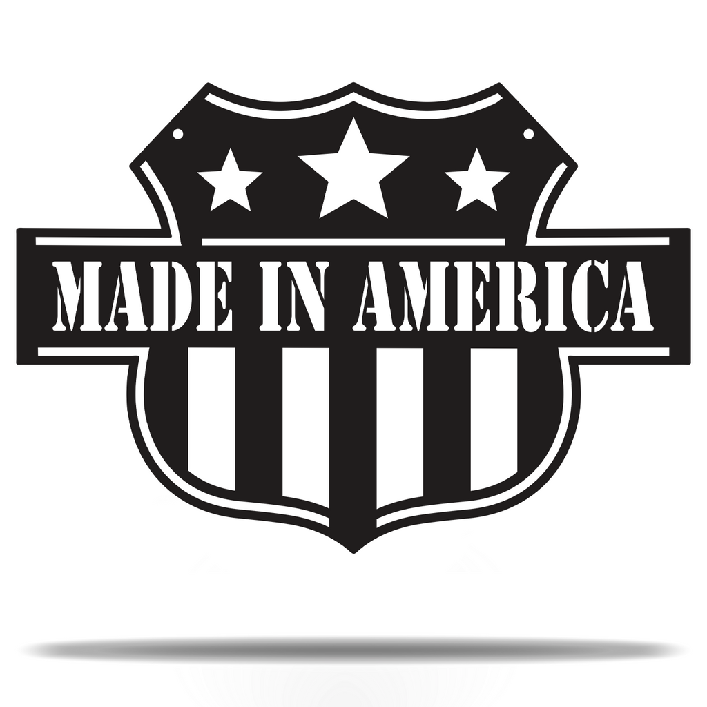 Made in America Patriotic Country Pride Sign Premium Quality Metal Home Decor Black