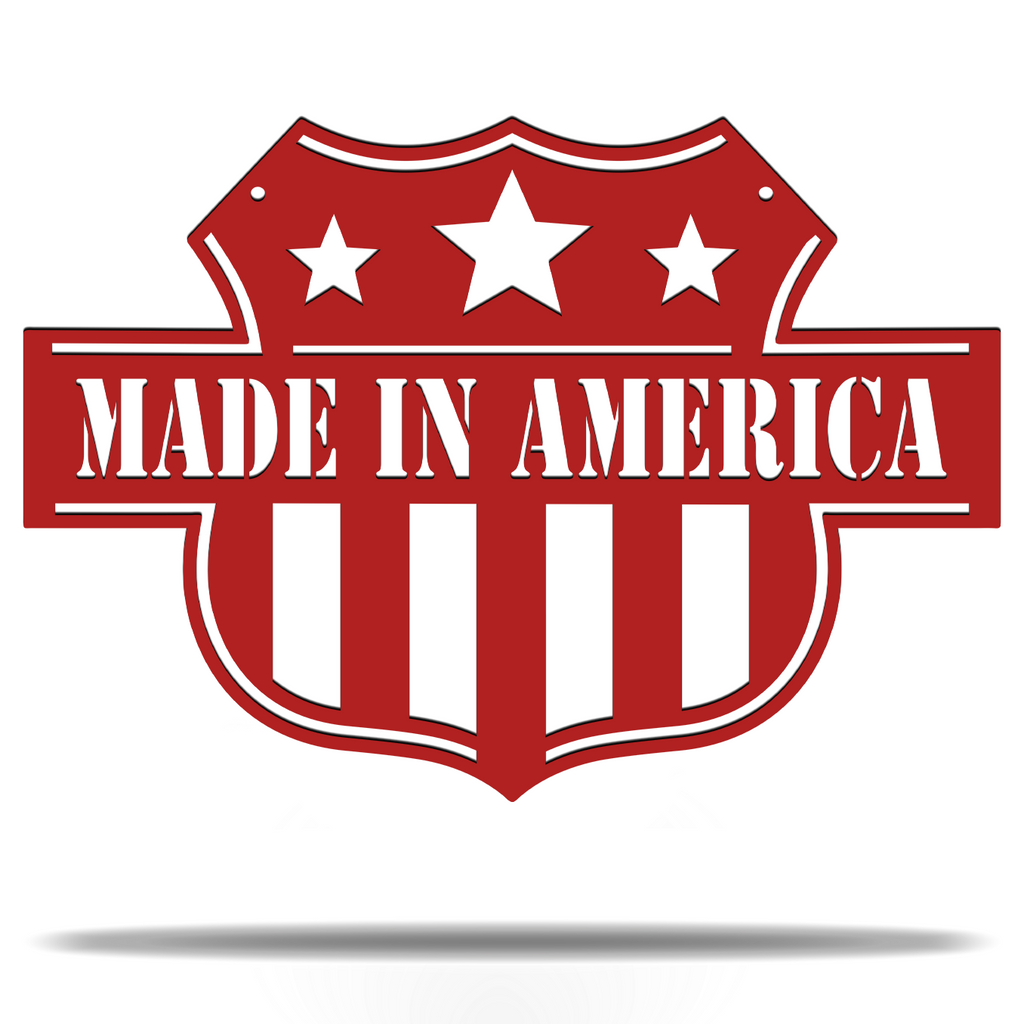 Made in America Patriotic Country Pride Sign Premium Quality Metal Home Decor Red