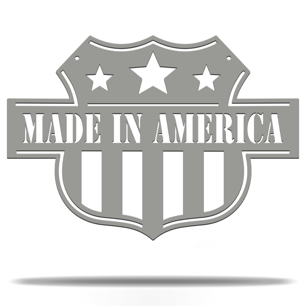 Made in America Patriotic Country Pride Sign Premium Quality Metal Home Decor Grey