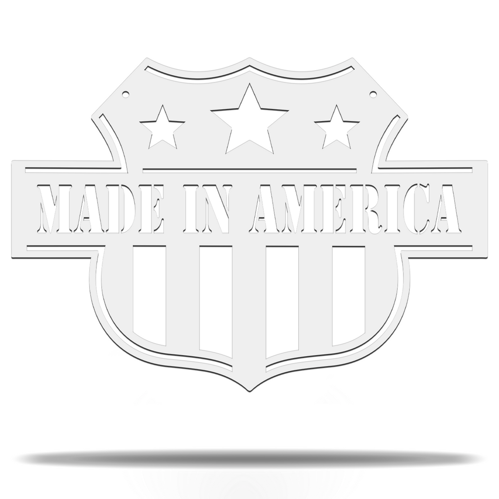 Made in America Patriotic Country Pride Sign Premium Quality Metal Home Decor White
