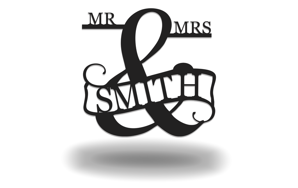 Customizable Mr. and Mrs. Cute Couple Marriage newly wed wedding Letter Name Initials Monogram Sign Premium Quality Metal Monogram Home Decor