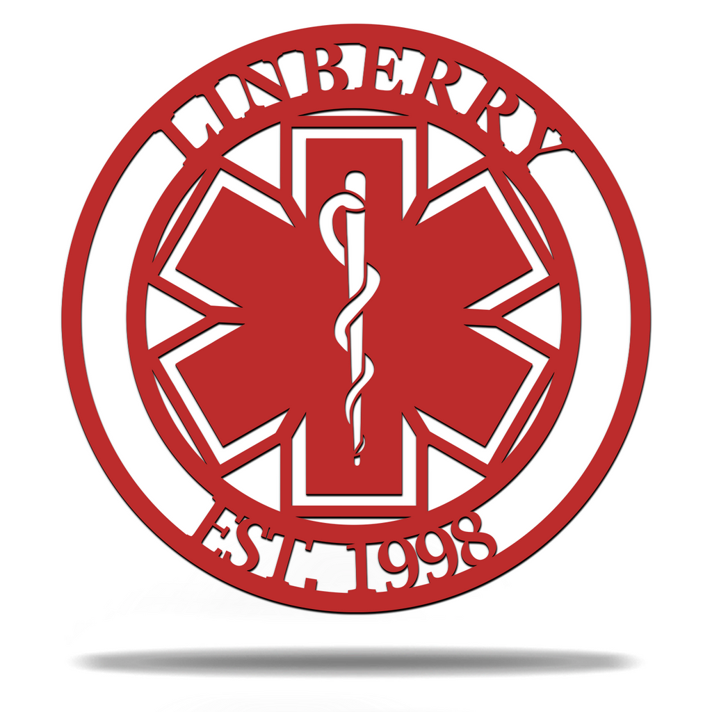 Customizable Paramedic EMS Medical Emergency Letter Name Initials Monogram Sign Premium Quality Metal Monogram Home Decor Red