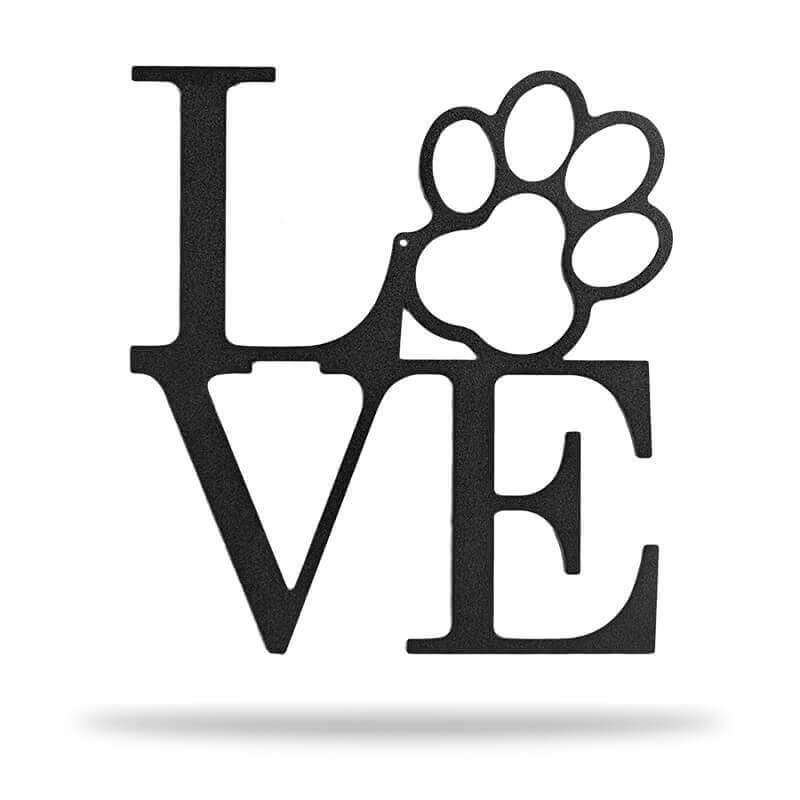 Small Metal Love word with paw for letter O Home Decor