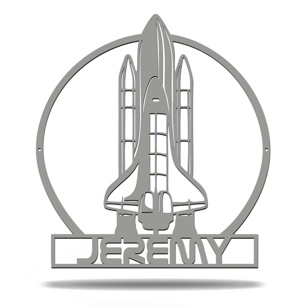 Customizable Space Shuttle Ship Stars Letter Name Initials Monogram Sign Premium Quality Metal Monogram Home Decor Grey