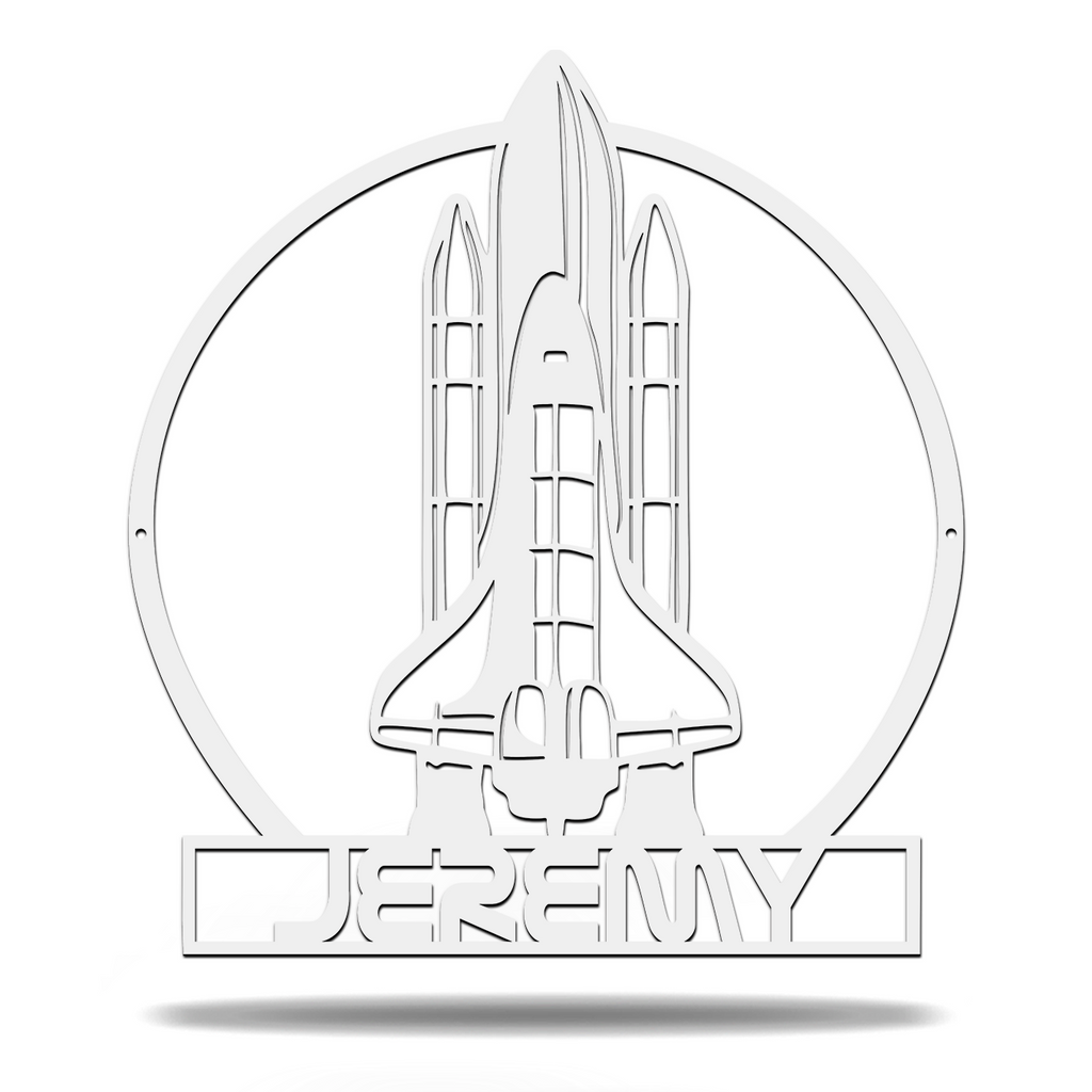 Customizable Space Shuttle Ship Stars Letter Name Initials Monogram Sign Premium Quality Metal Monogram Home Decor White