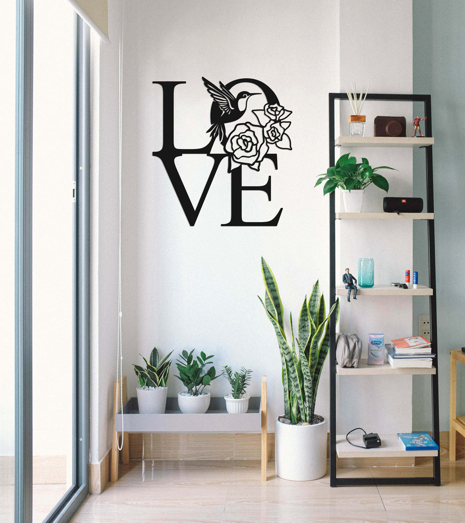 Love Hummingbird Sign Premium Quality Metal Home Decor hanging indoor on wall preview