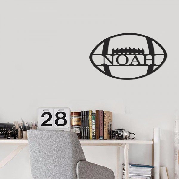 Customizable American Football Sport Monogram Sign Premium Quality Metal Monogram Home Decor Hanging indoor on wall