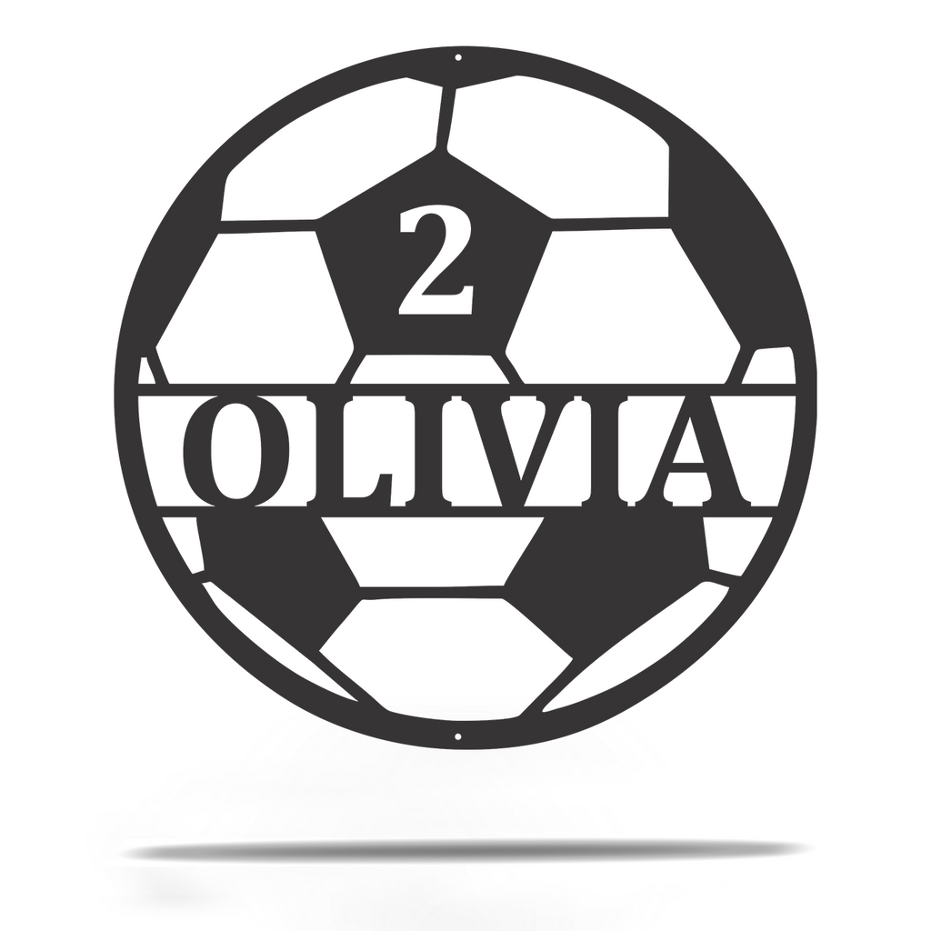 Customizable Soccer Sports Letter Name Initials Monogram Sign Premium Quality Metal Monogram Home Decor Black