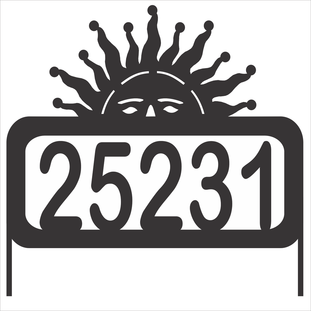 Personalize Address Yard Sign With a Peaking Sun Sunshine with Numbers