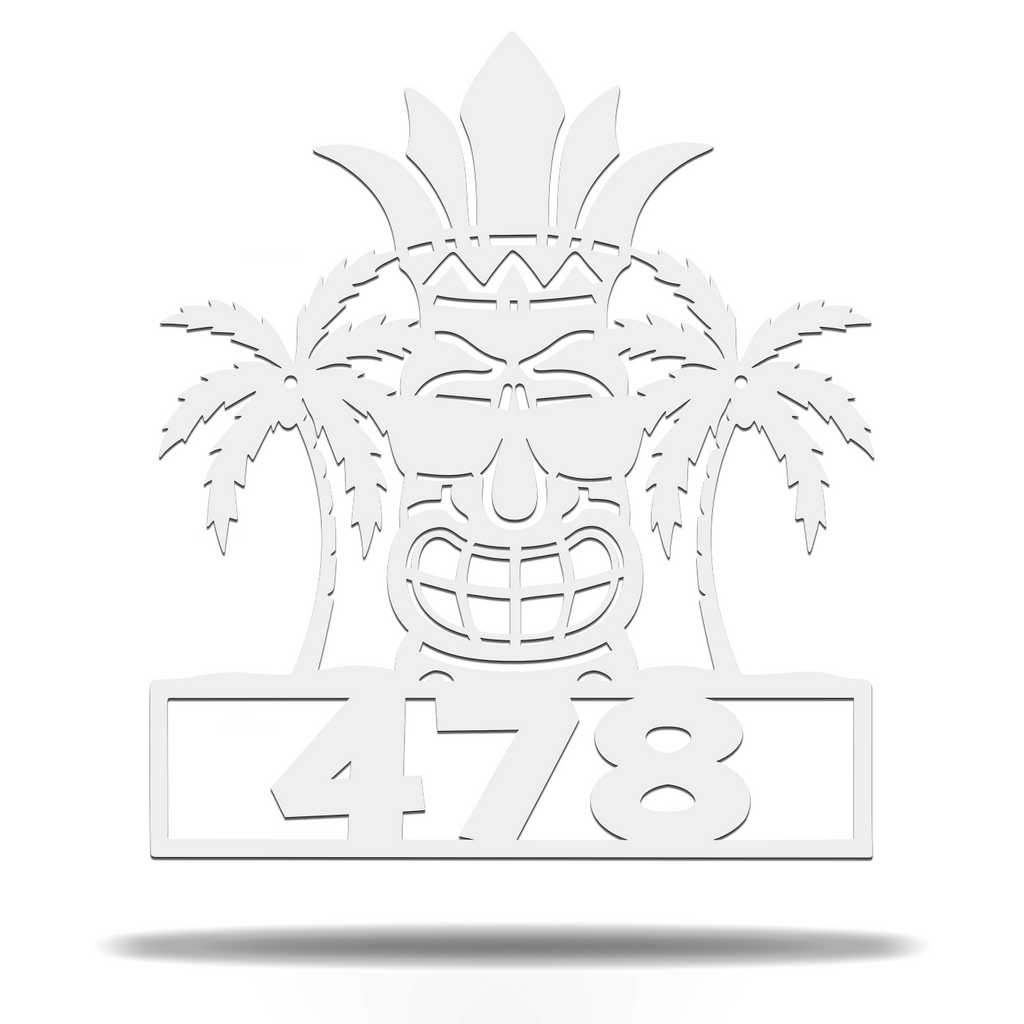 Customizable Tiki Tribal Tropical Paradise Address Sign Premium Quality Metal Address Sign Home Decor White