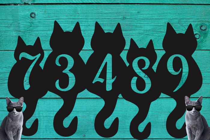 Cat's Address Customized Sign Premium Quality Metal Address Sign Blue Background