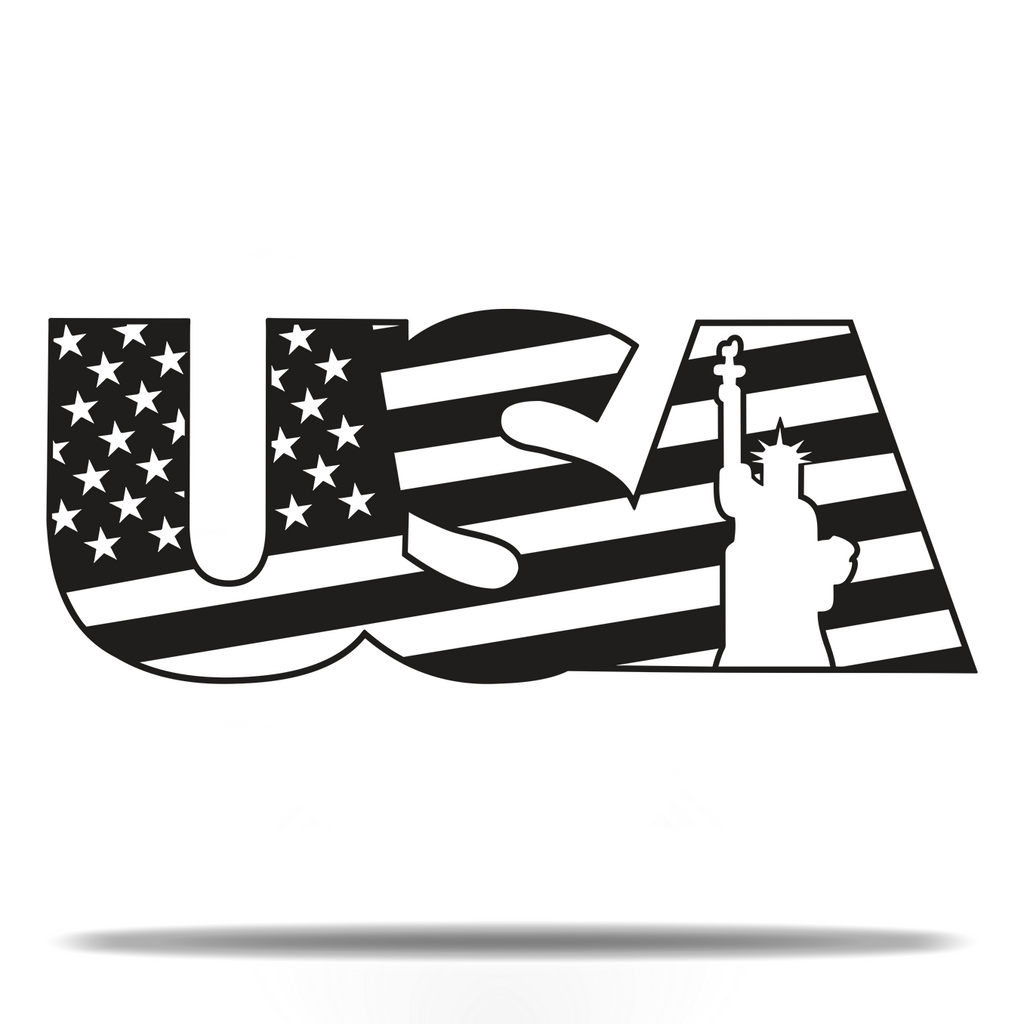 USA Statue of Liberty Patriotic American Sign Premium Quality Metal Home Decor Black