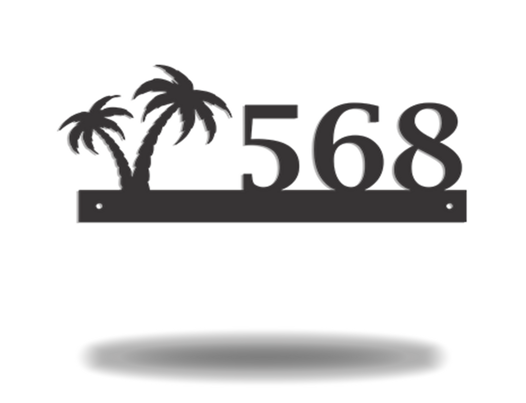 Customizable Palm Trees Paradise Beach Address Outdoor Sign Premium Quality Metal Address Sign Home Decor Black