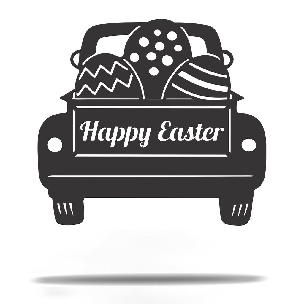 Vintage Truck Vehicle Easter Holiday Seasonal Bunny Sign Premium Quality Metal Home Decor Black