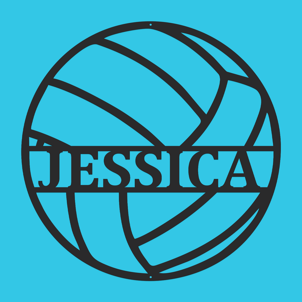 Customizable Volleyball Sport Letter Name Initials Monogram Sign Premium Quality Metal Monogram Home Decor Black blue background