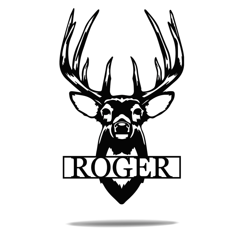 Customizable Personalized Country Whitetail Deer Buck Hunter Letter Name Initials Monogram Sign Premium Quality Metal Monogram Home Decor Black