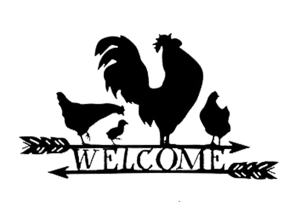 Welcome Chickens Southern Barn Animal Country Farm Sign Premium Quality Metal Home Decor Black Indoor Preview