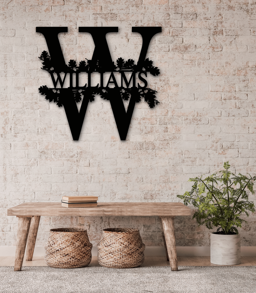 Customizable Split Letter Oak Wood Letter Name Initials Monogram Sign Premium Quality Metal Monogram Home Decor Hanging indoor on wall preview