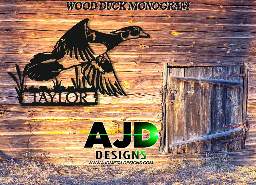 Customizable Personalized Country Wood Duck Hunter Letter Name Initials Monogram Sign Premium Quality Metal Monogram Home Decor Black indoor preview