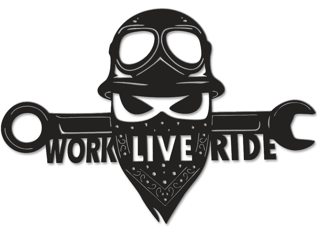 Work, Live, Ride Biker Motorcycle tool bandana gang Sign Premium Quality Metal Home Decor Black