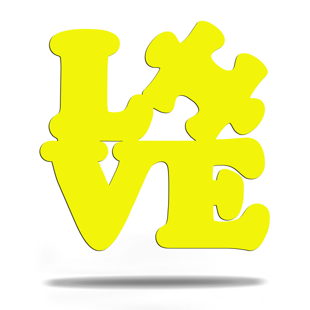 Love Puzzle Piece Autism Awareness Movement Saying Sign Premium Quality Metal Home Decor Yellow