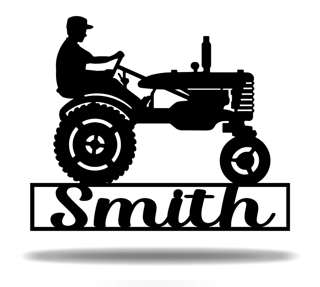 Customizable Farmer Driving Tractor Sign Premium Quality Metal Monogram Home Decor